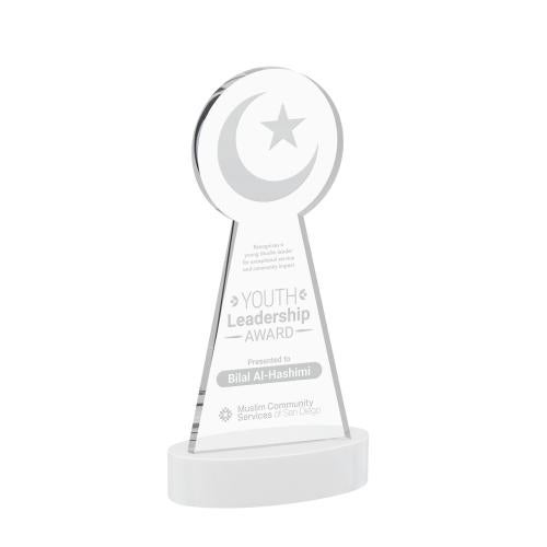 Awards and Plaques - Crystal Trophies - Crescent & Star on Alberton Base Fagan Unique Crystal Trophy