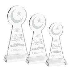 Crescent & Star on Hartford Base Clear Unique Crystal Trophy - Crystal Trophies