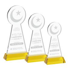 Crescent & Star on Hartford Base Gold Unique Crystal Trophy - Crystal Trophies