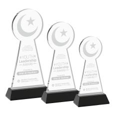 Crescent & Star on Hartford Base Black Unique Crystal Trophy - Crystal Trophies