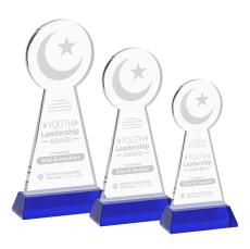 Crescent & Star on Hartford Base Blue Unique Crystal Trophy - Crystal Trophies