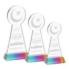 Crescent & Star on Hartford Base Prismatic Unique Crystal Trophy - Crystal Trophies
