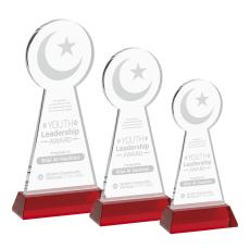 Crescent & Star on Hartford Base Red Unique Crystal Trophy - Crystal Trophies