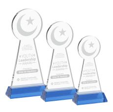 Crescent & Star on Hartford Base Sky Blue Unique Crystal Trophy - Crystal Trophies
