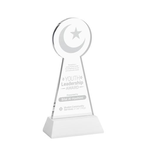 Awards and Plaques - Crystal Trophies - Crescent & Star on Hartford Base Fagan Unique Crystal Trophy
