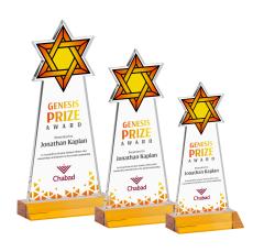 Star of David Full Color Amber Unique Crystal Trophy - Crystal Trophies