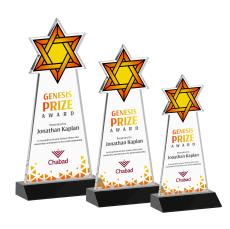 Star of David Full Color Black Unique Crystal Trophy - Crystal Trophies