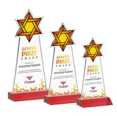 Star of David Full Color Red Unique Crystal Trophy - Crystal Trophies
