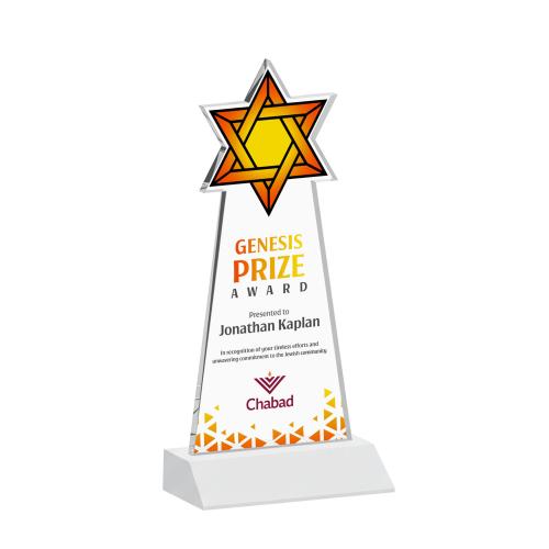 Awards and Plaques - Crystal Trophies - Star of David Full Color Fagan Unique Crystal Trophy