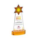 Star of David Full Color on Alberton Base Amber Unique Crystal Trophy