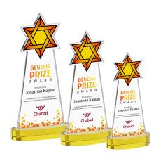 Star of David Full Color on Alberton Base Gold Unique Crystal Trophy - Crystal Trophies