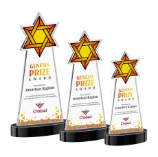 Star of David Full Color on Alberton Base Black Unique Crystal Trophy - Crystal Trophies