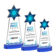 Star of David Full Color on Alberton Base Blue Unique Crystal Trophy - Crystal Trophies