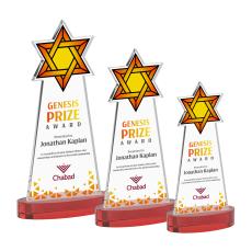 Star of David Full Color on Alberton Base Red Unique Crystal Trophy - Crystal Trophies
