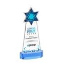 Star of David Full Color on Alberton Base Sky Blue Unique Crystal Trophy