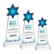 Star of David Full Color on Hartford Base Clear Unique Crystal Trophy - Crystal Trophies