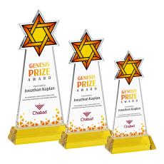 Star of David Full Color on Hartford Base Gold Unique Crystal Trophy - Crystal Trophies