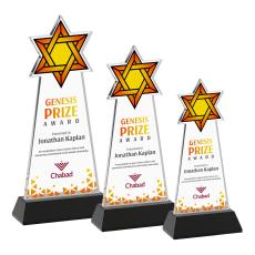 Star of David Full Color on Hartford Base Black Unique Crystal Trophy - Crystal Trophies