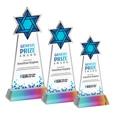 Star of David Full Color on Hartford Base Prismatic Unique Crystal Trophy - Crystal Trophies