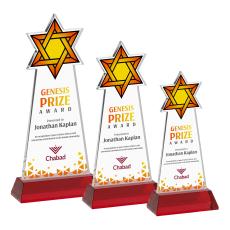 Star of David Full Color on Hartford Base Red Unique Crystal Trophy - Crystal Trophies