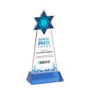 Star of David Full Color on Hartford Base Sky Blue Unique Crystal Trophy