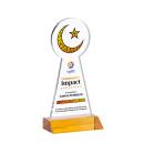 Crescent & Star Full Color Amber Unique Crystal Trophy