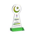 Crescent & Star Full Color Green Unique Crystal Trophy