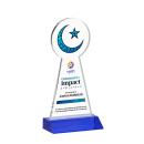 Crescent & Star Full Color Blue Unique Crystal Trophy
