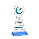 Crescent & Star Full Color Sky Blue Unique Crystal Trophy