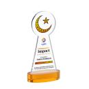 Crescent & Star Full Color on Alberton Base Amber Unique Crystal Trophy