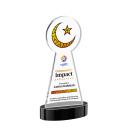 Crescent & Star Full Color on Alberton Base Black Unique Crystal Trophy