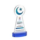 Crescent & Star Full Color on Alberton Base Blue Unique Crystal Trophy