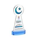 Crescent & Star Full Color Unique on Alberton Base-Sky Blue Crystal Trophy