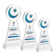 Crescent & Star Full Color on Hartford Base Clear Unique Crystal Trophy - Custom Trophies