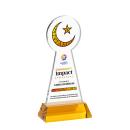 Crescent & Star Full Color on Hartford Base Amber Unique Crystal Trophy