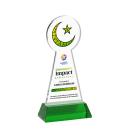 Crescent & Star Full Color on Hartford Base Green Unique Crystal Trophy
