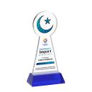 Crescent & Star Full Color on Hartford Base Blue Unique Crystal Trophy