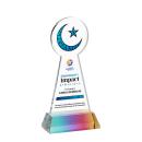 Crescent & Star Full Color Unique on Hartford Base-Prismatic Crystal Trophy