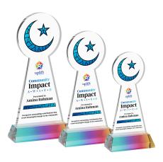 Crescent & Star Full Color on Hartford Base Prismatic Unique Crystal Trophy - Custom Trophies