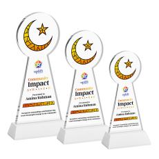 Crescent & Star Full Color on Hartford Base Fagan Unique Crystal Trophy - Custom Trophies