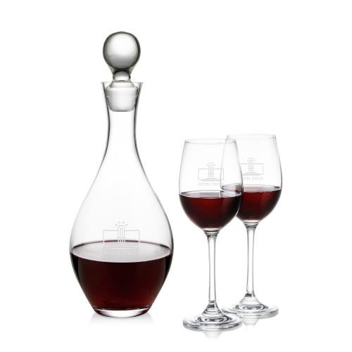 Custom Barware Glasses - Decanters - Briarwood Decanter & Robles Wine Set