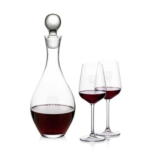 Custom Barware Glasses - Decanters - Briarwood Decanter & Eaton Wine Set