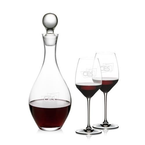 Custom Barware Glasses - Decanters - Briarwood Decanter & RIEDEL Extreme Wine Set