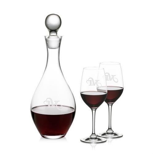 Custom Barware Glasses - Decanters - Briarwood Decanter & RIEDEL Oenologue Wine Set