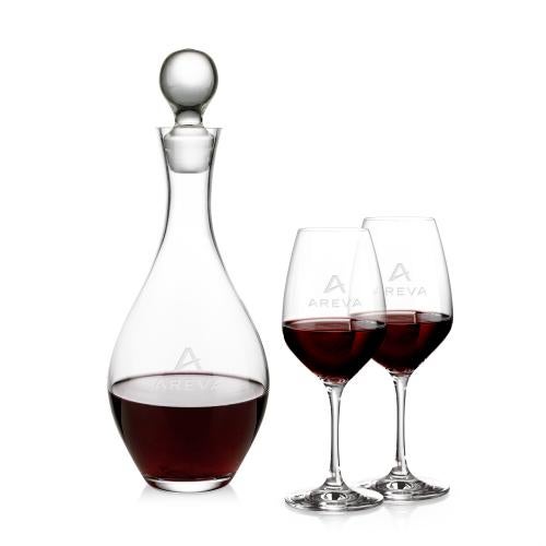Custom Barware Glasses - Decanters - Briarwood Decanter & Santiago Wine Set