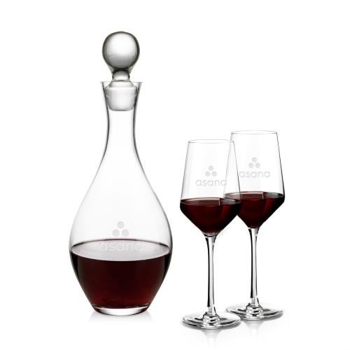 Custom Barware Glasses - Decanters - Briarwood Decanter & Ledford Wine Set
