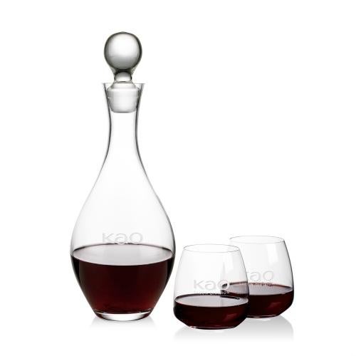 Custom Barware Glasses - Decanters - Briarwood Decanter & Holder Stemless Wine Set