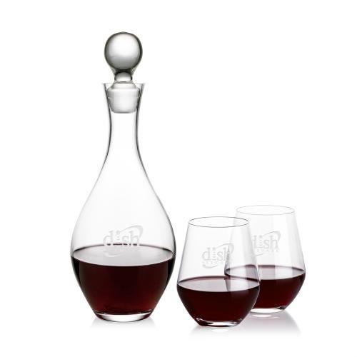 Custom Barware Glasses - Decanters - Briarwood Decanter & Stahl Stemless Wine Set