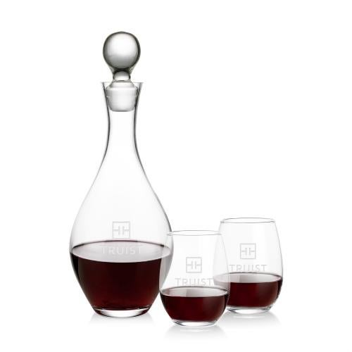 Custom Barware Glasses - Decanters - Briarwood Decanter & Street Stemless Wine Set