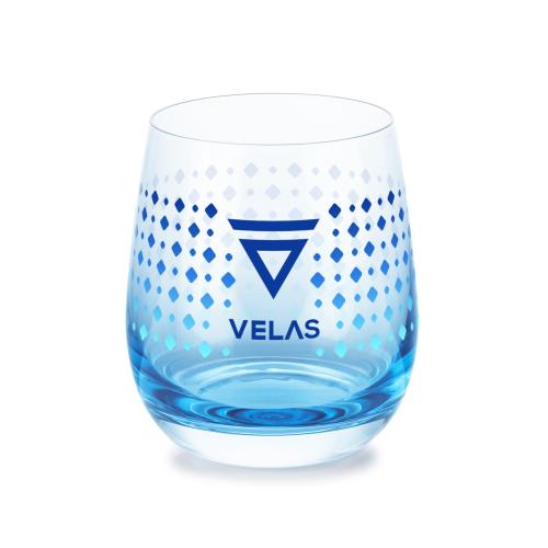 Custom Barware Glasses - Wine Glasses - Soudan Blue Stemless Wine - Full Color